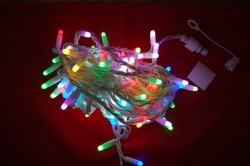 LED snoer 10m. lang 100 lamps gekleurd verleng