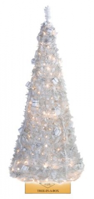 Tree-in-a-box WIT met DECO in WIT en ZILVER